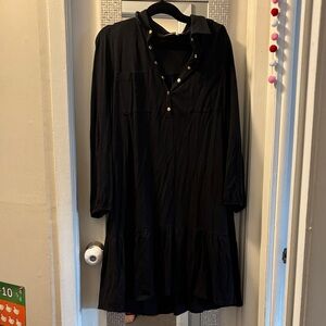 LOFT Black Blouse with Gold Accents